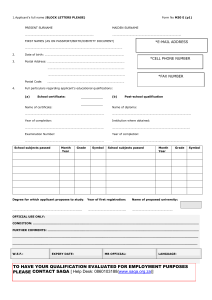 Matriculation Board Application Form M30 E Degree Exemption