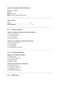 Foundations of Cognitive and Information Systems