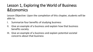 Lesson 1: Exploring Business & Economics