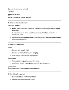 Ethics & Conflicts of Interest in Canadian Investment Securities