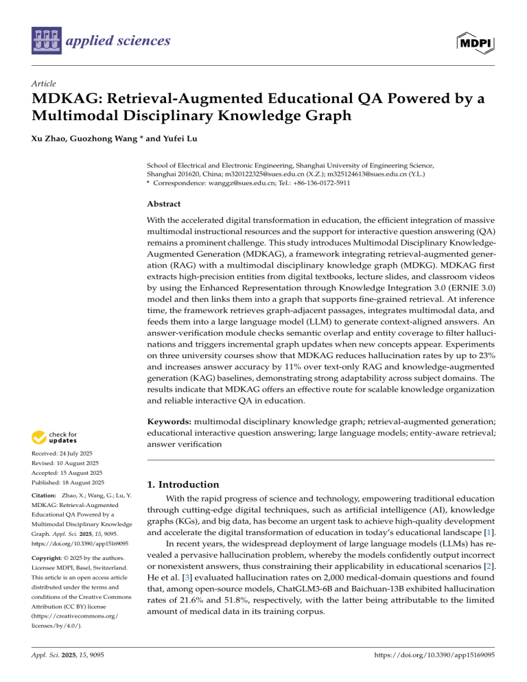 MDKAG: Educational QA with Multimodal Knowledge Graph