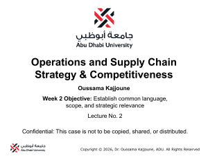 Operations and Supply Chain Strategy & Competitiveness Lecture