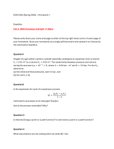 EGN 3343 Homework 1: Thermodynamics Problems