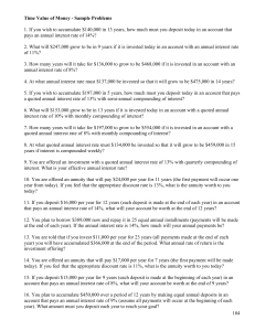 Time Value of Money Sample Problems Workbook