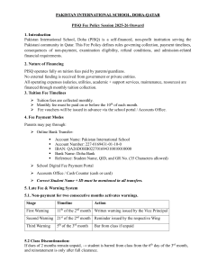 PISQ Fee Policy 2025-26: Tuition & Transport Guidelines