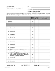 PHY 242/244 Experiment 4: Electrostatics and Capacitance Lab