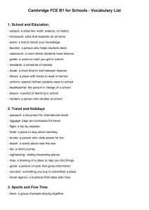 Cambridge FCE B1 Schools Vocabulary List