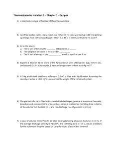 Thermodynamics Handout 1 - Chapter 1 Questions