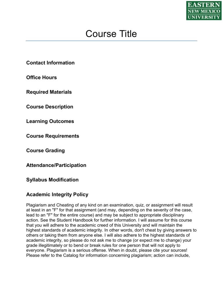 ENMU Course Syllabus: Policies & Requirements
