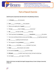 Parts of Speech Exercise for ESL Students