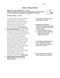 Macbeth Soliloquy Analysis Quiz