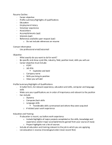 Resume Outline Guide