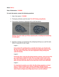 3D Printing Lab Report: Gearbox Keychain