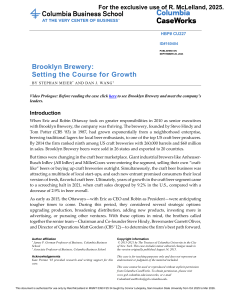 Brooklyn Brewery Case Study: Growth Strategy Analysis