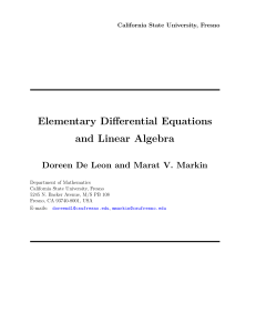 Elementary Differential Equations and Linear Algebra Textbook