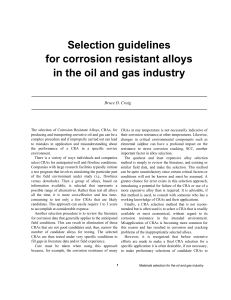 Selection Guidelines for Corrosion Resistant Alloys in Oil & Gas