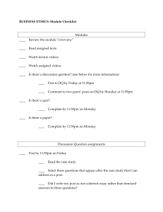 Business Ethics Module Checklist: Assignments & Rubric