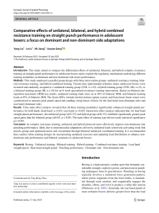 Unilateral vs Bilateral Resistance Training for Adolescent Boxers' Punch Performance