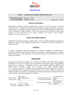 Campus Sex Crimes Prevention Act Policy