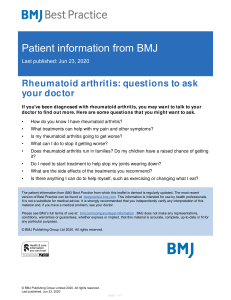 Rheumatoid Arthritis: Questions to Ask Your Doctor