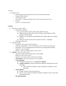 Cognitive Psychology Lecture Notes: Syllabus & Concepts
