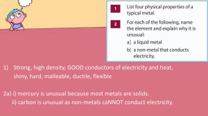 Properties of Metals: Physical & Chemical Properties Worksheet
