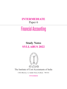 Intermediate Financial Accounting Study Notes Syllabus 2022