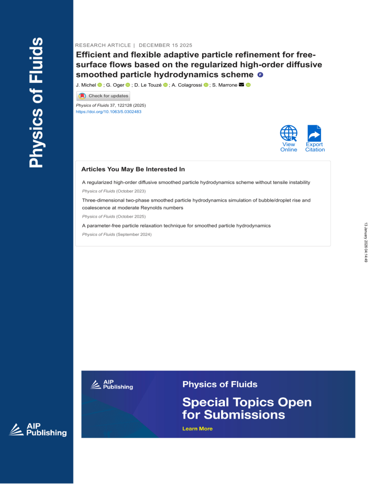 Adaptive Particle Refinement SPH for Free-Surface Flows (2025)