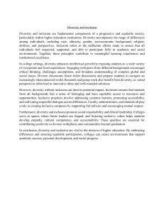Diversity and Inclusion in Higher Education Essay