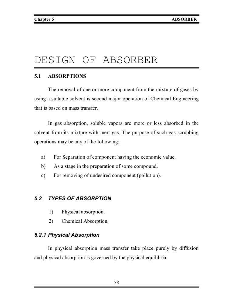 Chapter 5: Absorber Design in Chemical Engineering