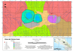 Mapa szczytu wulkanu Iraz&uacute;, Kostaryka