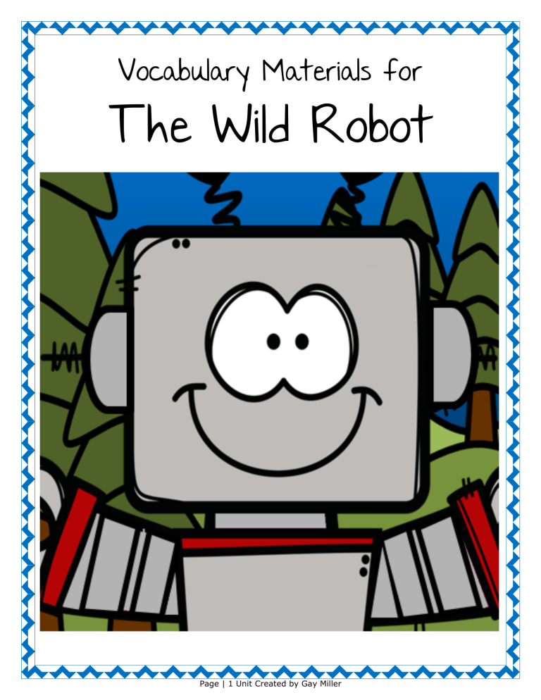The Wild Robot Vocabulary Teaching Resource & Activities