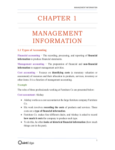 Management Information Chapter 1: Types of Accounting