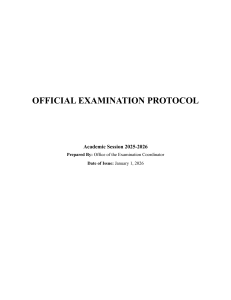 Official Examination Protocol 2025-2026