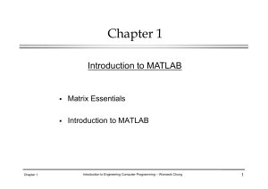 Introdu&ccedil;&atilde;o ao MATLAB e Essenciais de Matrizes Notas de Aula