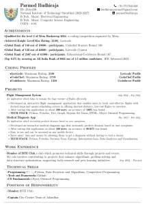 Parmod Budhiraja Resume - B.Tech Electrical & CS Engineering