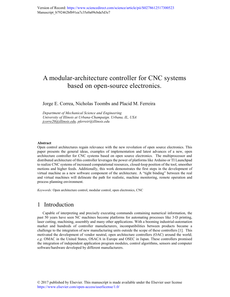Modular Open-Source CNC Controller Architecture
