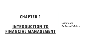 Introduction to Financial Management - Chapter 1