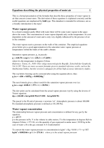 Equations for Moist Air Physical Properties