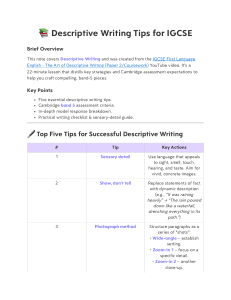 IGCSE Descriptive Writing Tips & Band 5 Guide