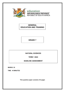 Grade 7 Natural Sciences Baseline Assessment Term 1 2024