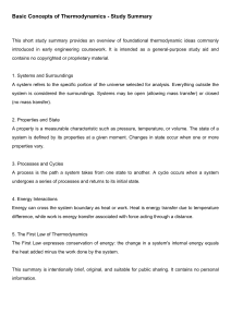 Basic Thermodynamics Study Summary