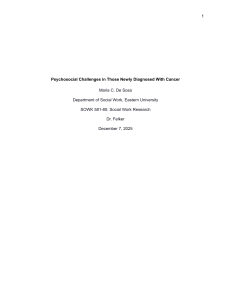 Psychosocial Challenges in Newly Diagnosed Cancer Patients