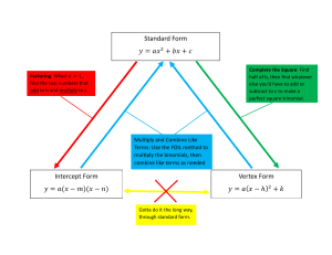 Quadratic Forms: Standard, Intercept, Vertex