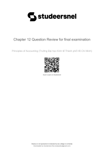 Chapter 12 Accounting Question Review for Final Exam