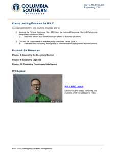 Unit V Study Guide: Expanding ICS
