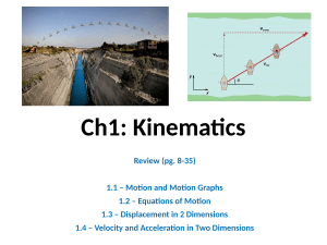 Ch1: Kinematics - Motion, Equations, 2D Displacement