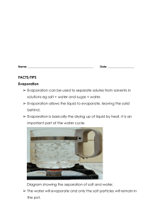 Separating Mixtures: Evaporation & Filtration Worksheet