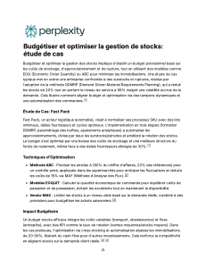 Budg&eacute;tiser et optimiser la gestion de stocks: &eacute;tude de cas