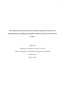 NWTHC Efficiency in Tackling Indigenous Homelessness in NWT